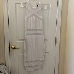 Fashion Nova White Sleeveless MIDI Dress with Mesh Cutouts